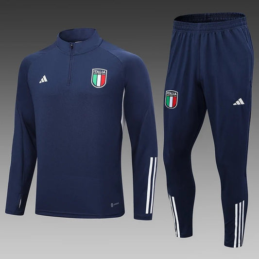 23 - 24 Italy Half Zipper Long Sleeved Royal Blue Training Suit - SoccerSphere