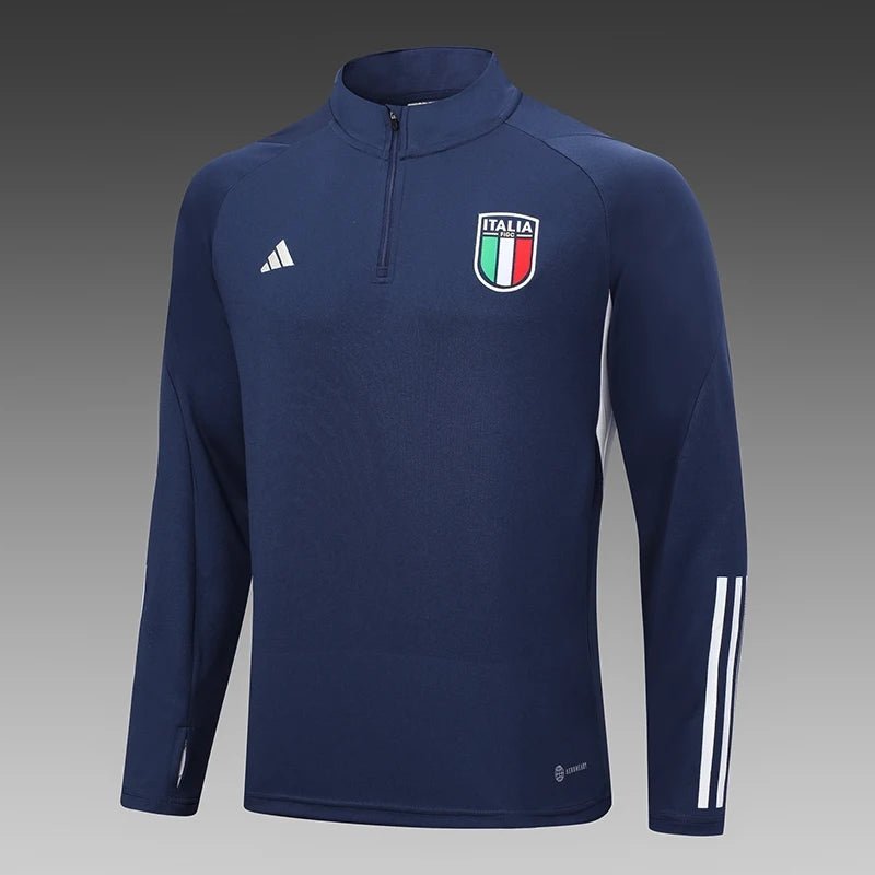 23 - 24 Italy Half Zipper Long Sleeved Royal Blue Training Suit - SoccerSphere