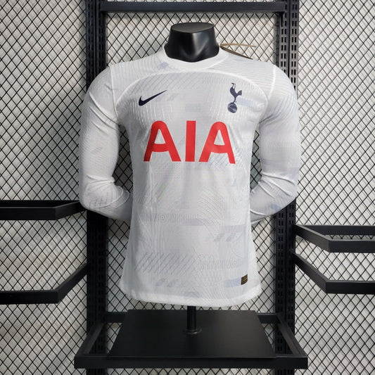 23 - 24 Players Long Sleeve Tottenham Soccer Jersey Home - SoccerSphere