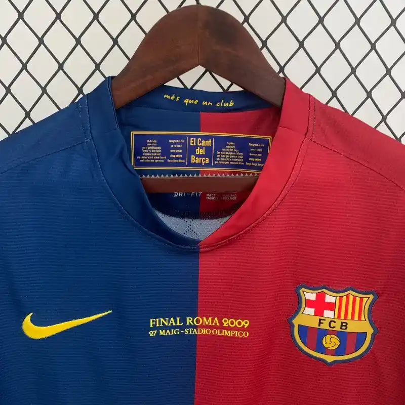 Retro 2008-09 Long Sleeve Barcelona UEFA Champions League Soccer Jersey Home - SoccerSphere