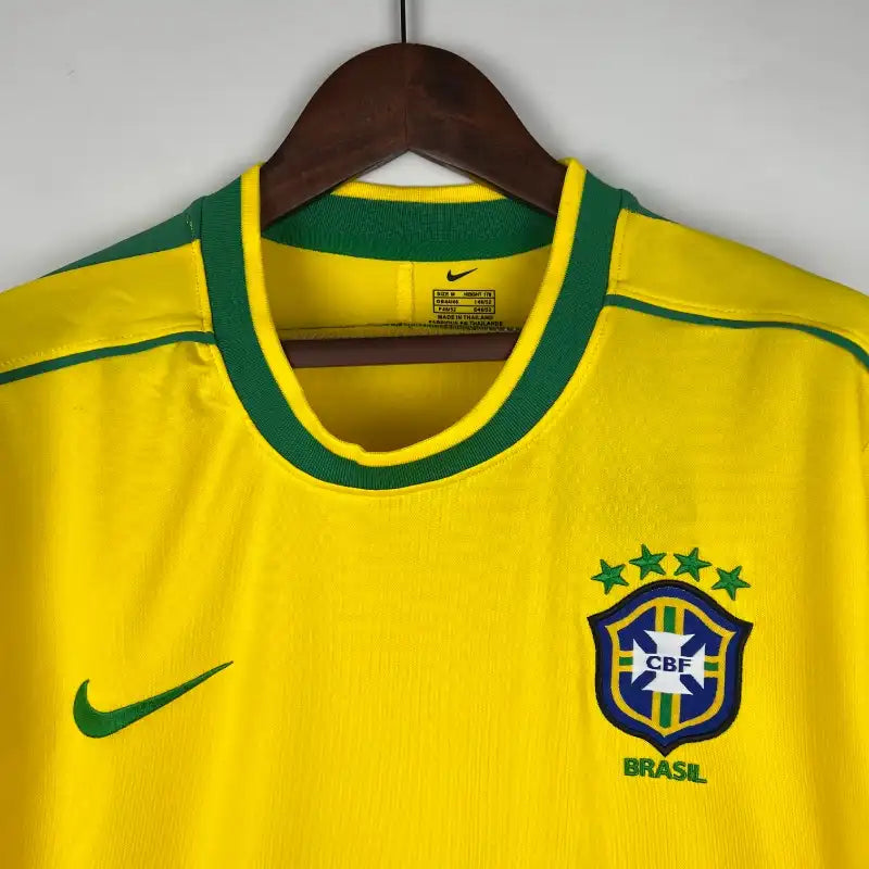 Retro 1998 Brazil Long Sleeve Soccer Jersey Home - SoccerSphere