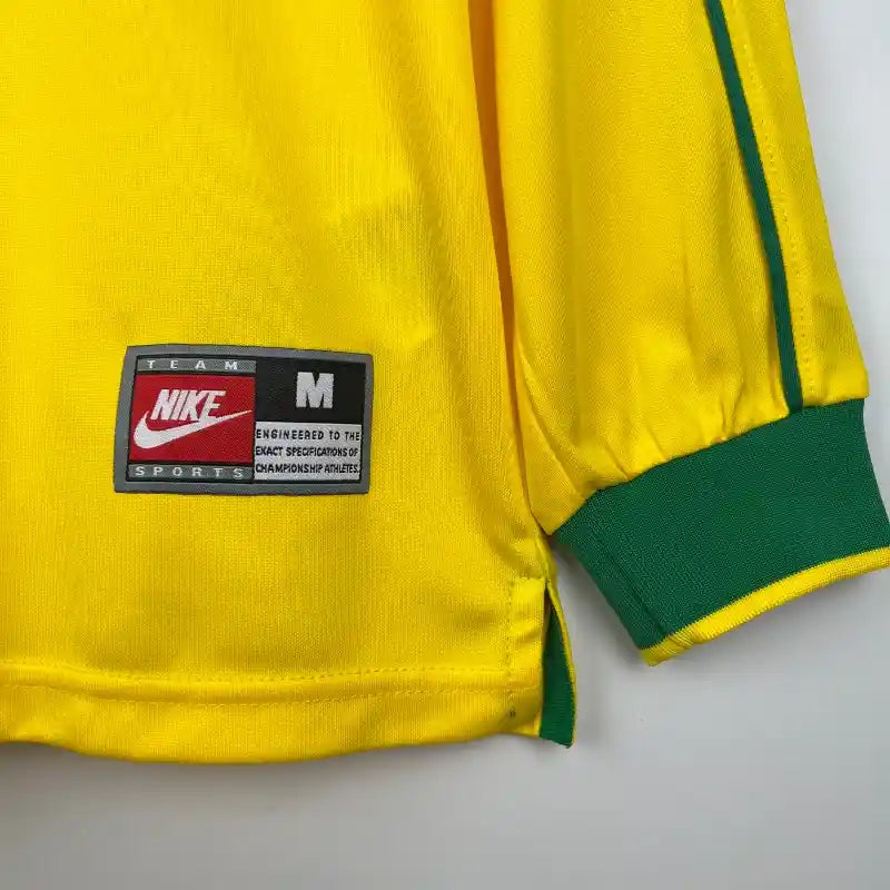 Retro 1998 Brazil Long Sleeve Soccer Jersey Home - SoccerSphere