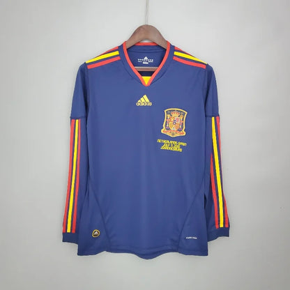 Retro 2010 Long Sleeve Spain Soccer Jersey Away - SoccerSphere